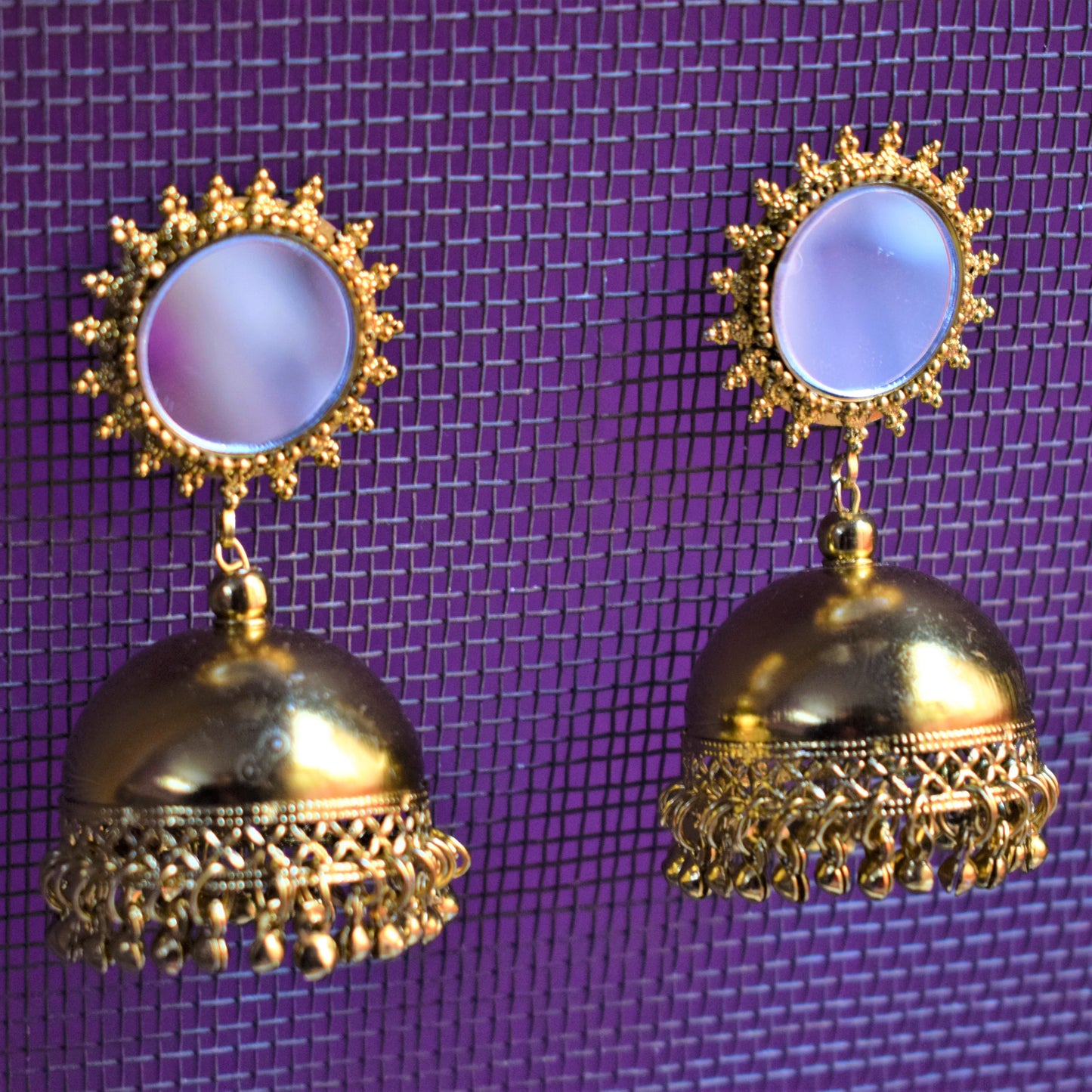 Chakra Mirror Jhumki - GlitterGleam