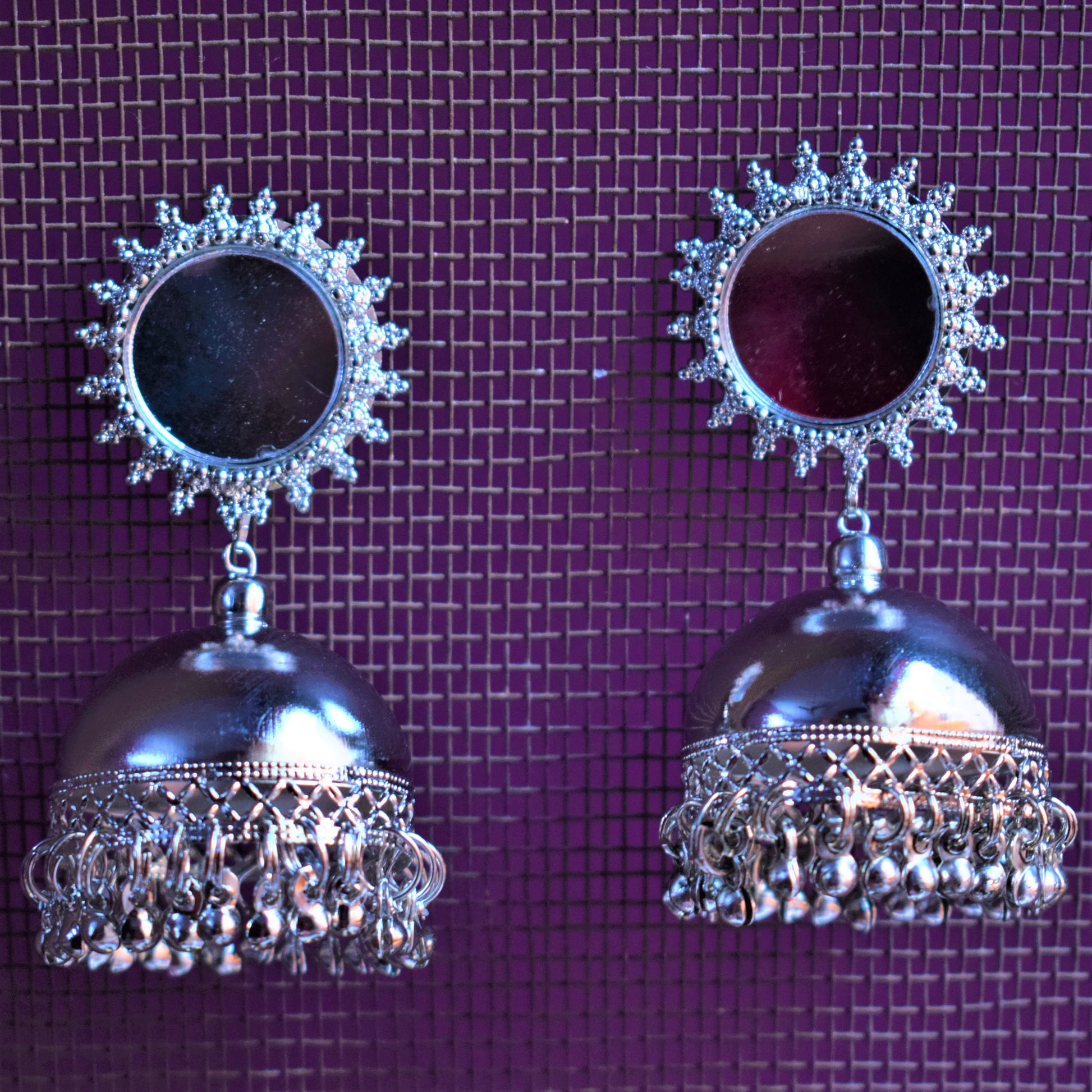 Chakra Mirror Jhumki - GlitterGleam