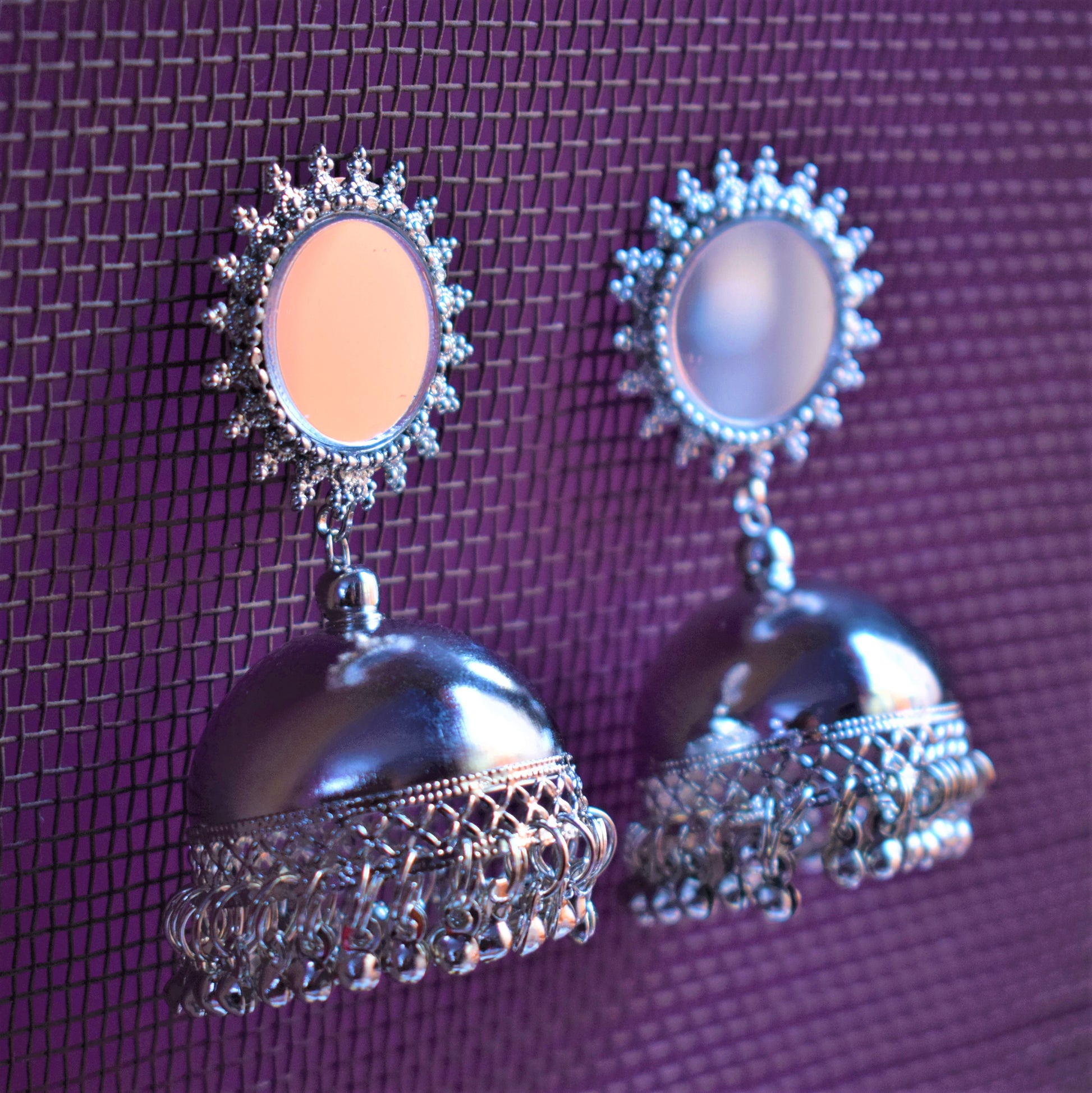 Chakra Mirror Jhumki - GlitterGleam