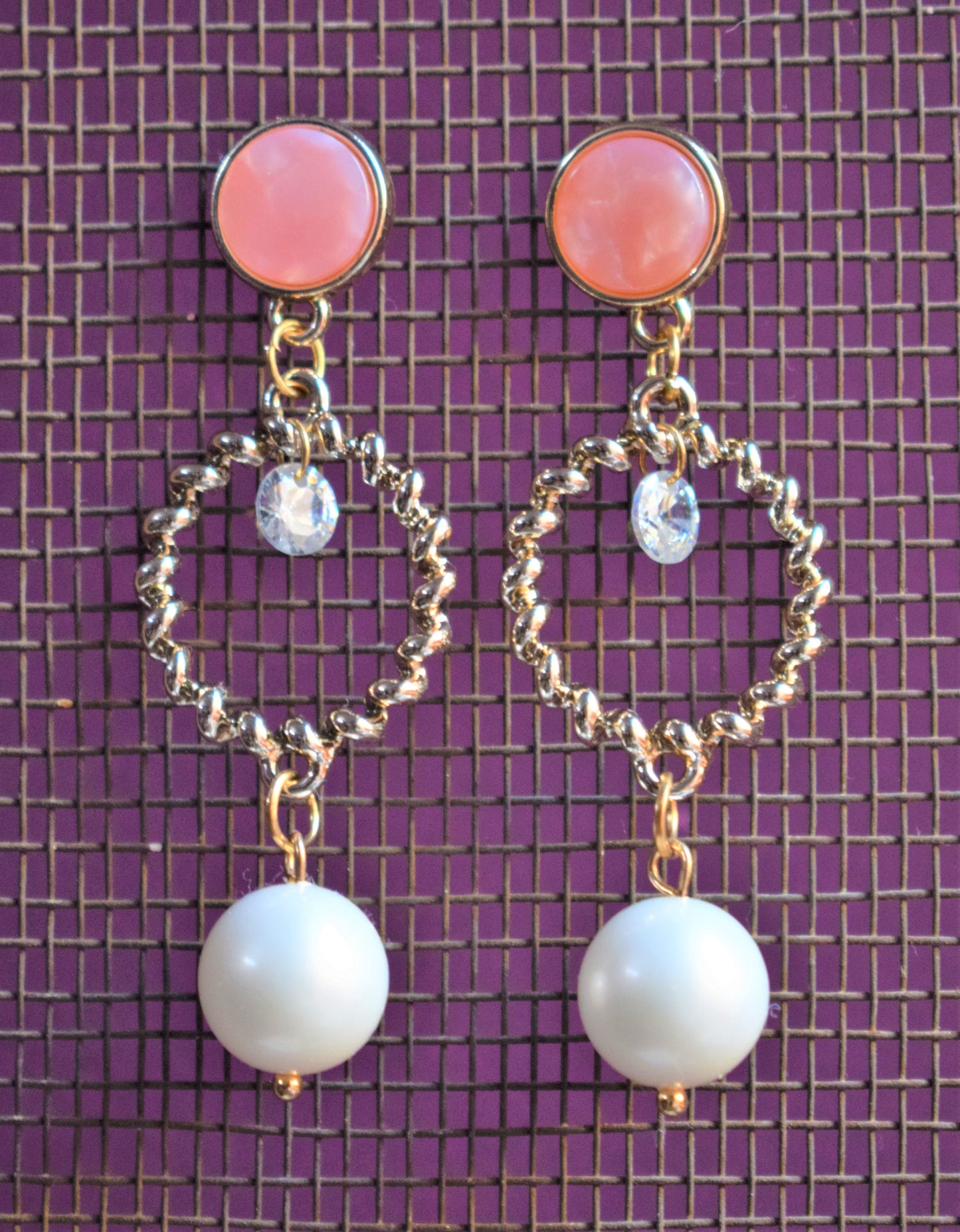 Long Pearl & Gem Coil Earrings - GlitterGleam
