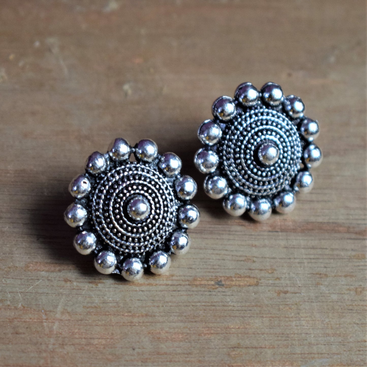 Designer Tribal Coil German Silver Stud - GlitterGleam