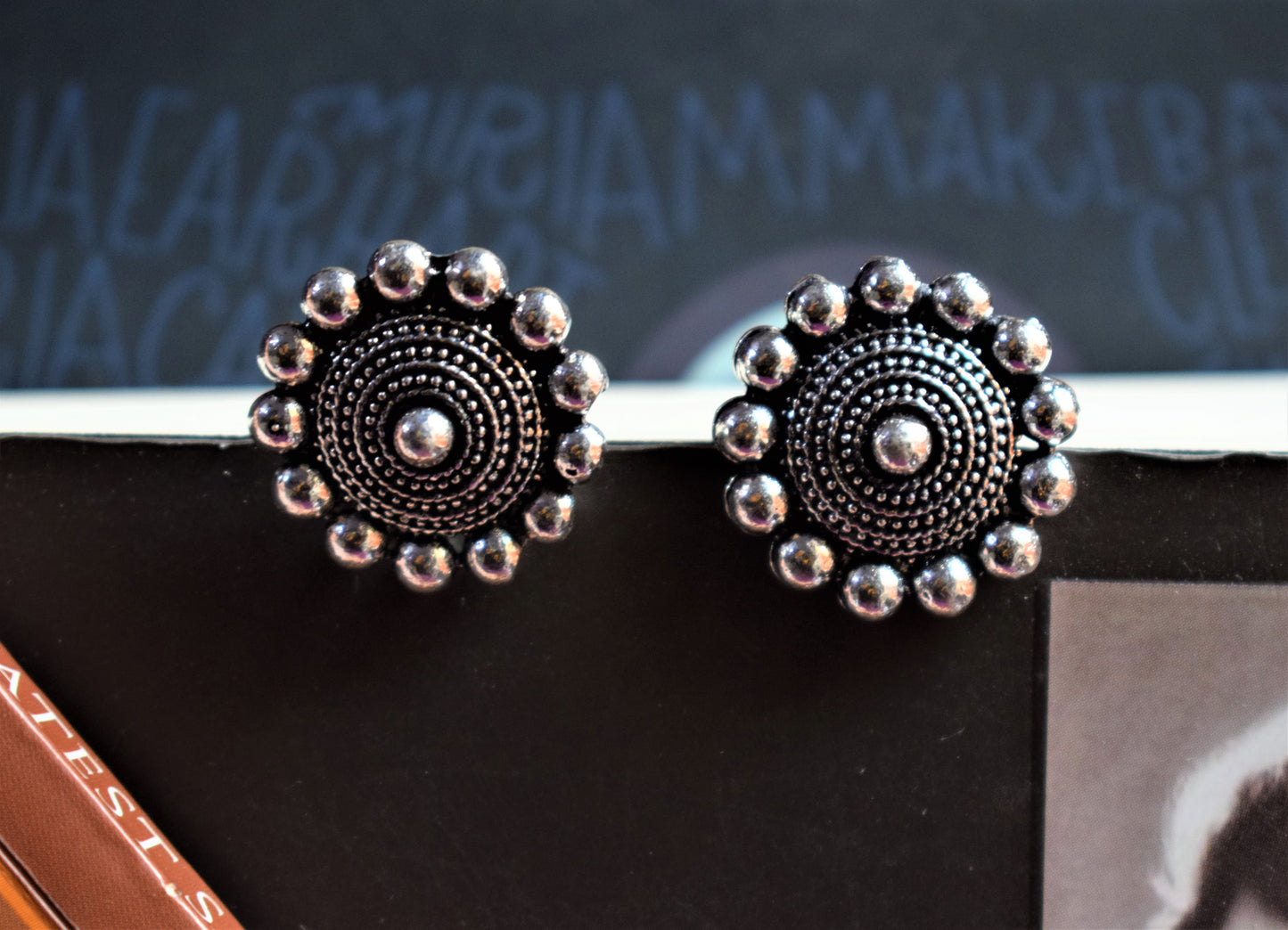 Designer Tribal Coil German Silver Stud - GlitterGleam