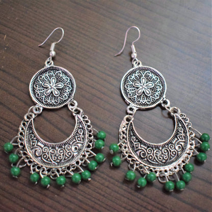 Silver Oxidised Coin Chandbali - GlitterGleam