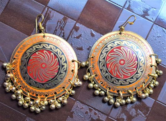 Meenakari Carved Danglers - GlitterGleam