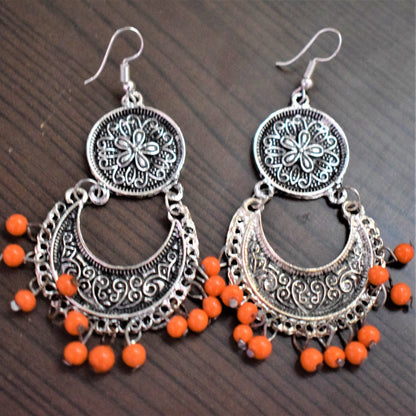 Silver Oxidised Coin Chandbali - GlitterGleam
