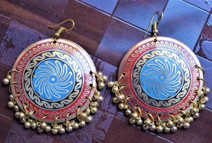 Meenakari Carved Danglers - GlitterGleam