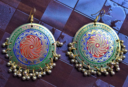 Meenakari Carved Danglers - GlitterGleam