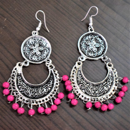 Silver Oxidised Coin Chandbali - GlitterGleam