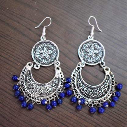 Silver Oxidised Coin Chandbali - GlitterGleam