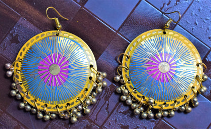 Meenakari Carved Danglers - GlitterGleam