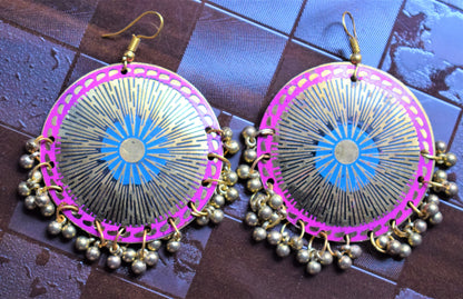 Meenakari Carved Danglers - GlitterGleam