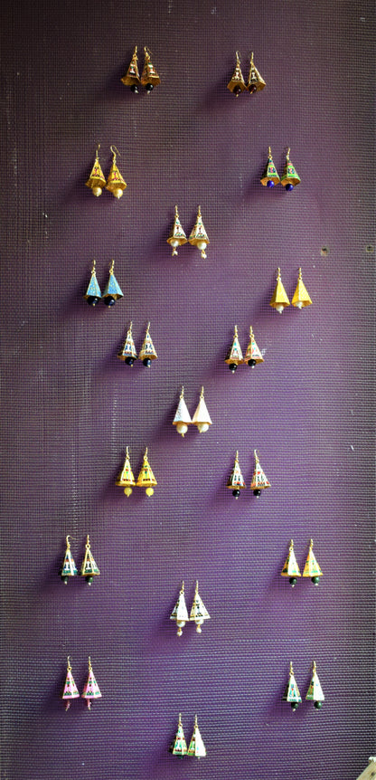 Meenakari Conical Pyramid Jhumki - GlitterGleam