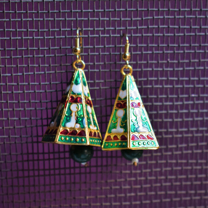 Meenakari Conical Pyramid Jhumki - GlitterGleam