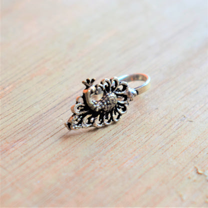 Golden and Silver Oxidized Winged Peacock Nose Push Pin - GlitterGleam