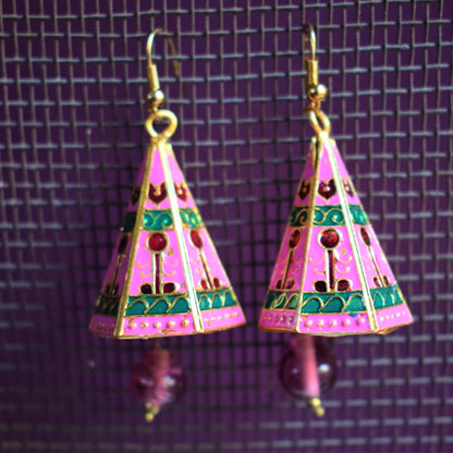 Meenakari Conical Pyramid Jhumki - GlitterGleam