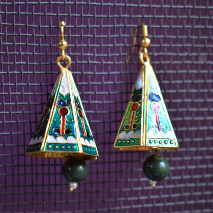 Meenakari Conical Pyramid Jhumki - GlitterGleam