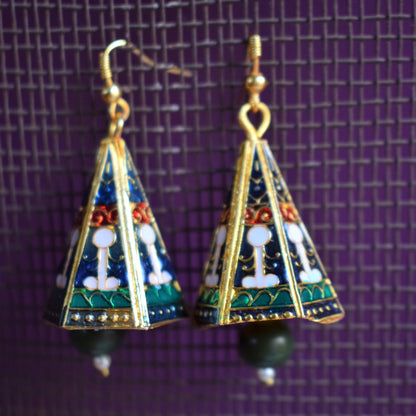 Meenakari Conical Pyramid Jhumki - GlitterGleam