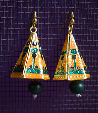 Meenakari Conical Pyramid Jhumki - GlitterGleam