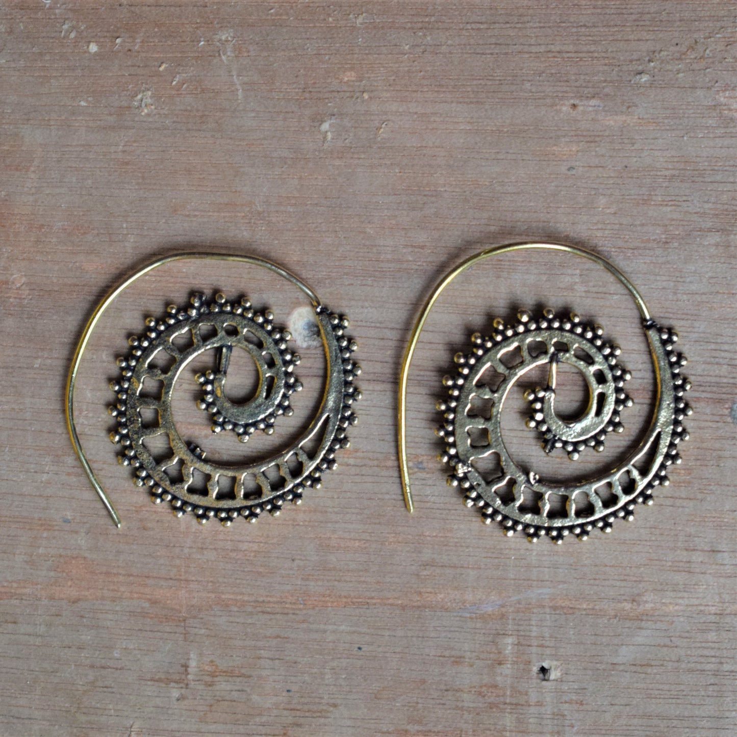 Golden Oxidised Spiral Earrings - GlitterGleam