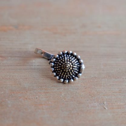 Golden and Silver Oxidized Round Dotted Nose Push Pin - GlitterGleam