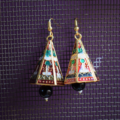 Meenakari Conical Pyramid Jhumki - GlitterGleam