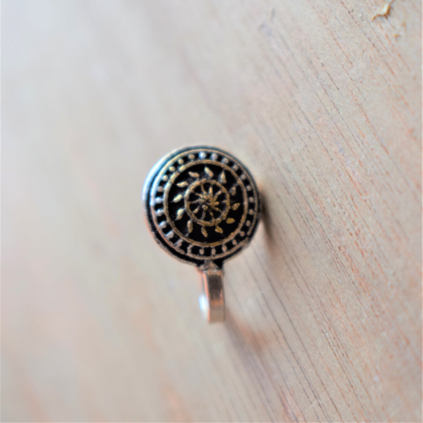 Golden and Silver Oxidized Chakra Nose Push Pin - GlitterGleam