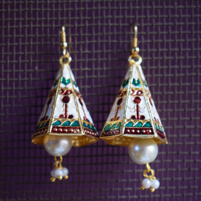 Meenakari Conical Pyramid Jhumki - GlitterGleam