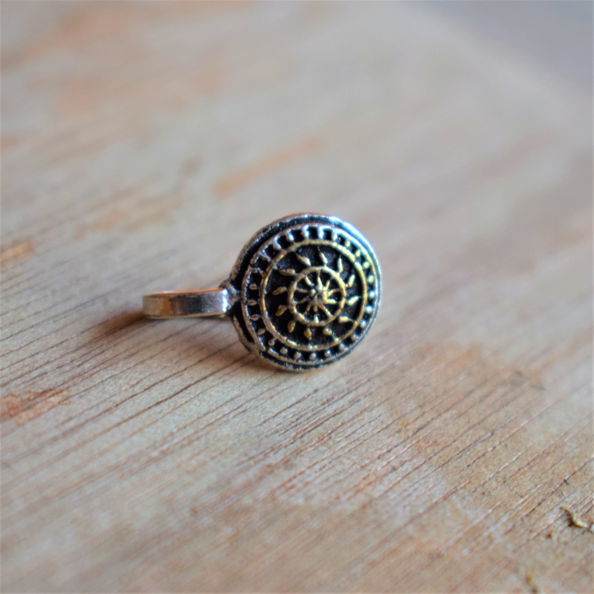 Golden and Silver Oxidized Chakra Nose Push Pin - GlitterGleam