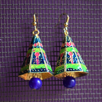 Meenakari Conical Pyramid Jhumki - GlitterGleam