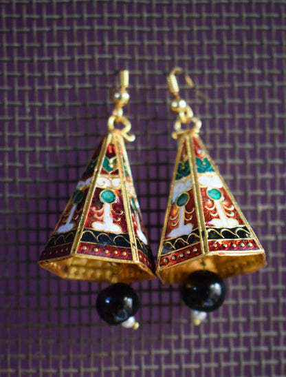 Meenakari Conical Pyramid Jhumki - GlitterGleam