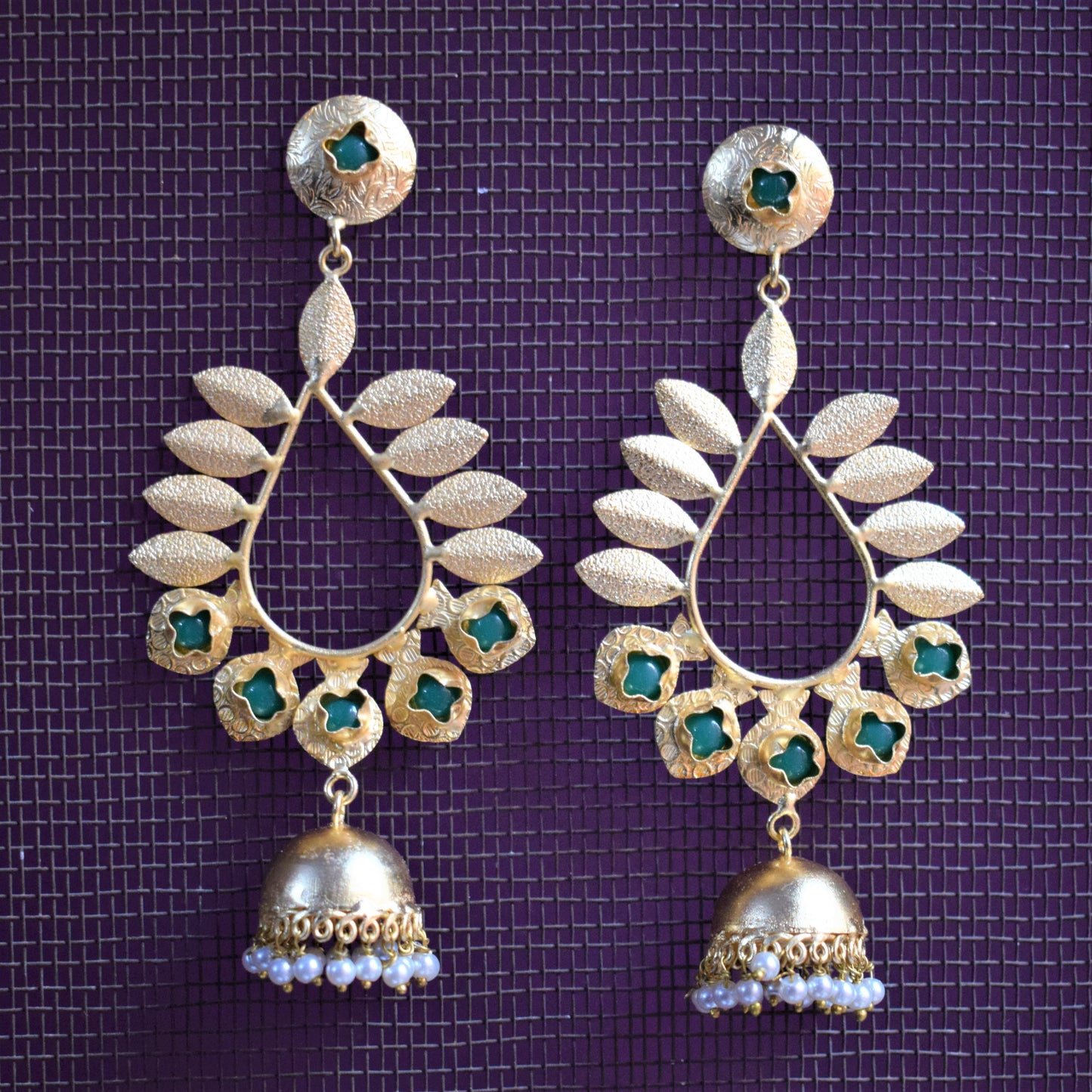 Designer Coral Tulip Antique Gold Earrings - GlitterGleam