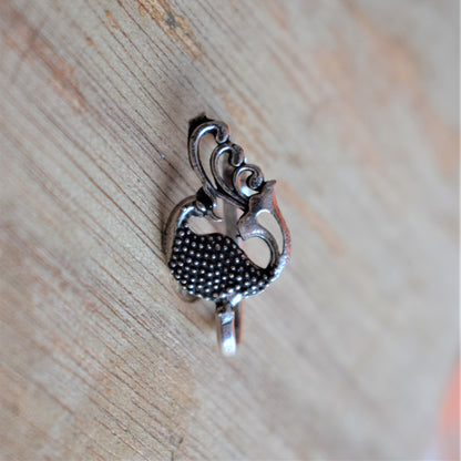 German Silver Oxidized Peacock Nose Push Pin - GlitterGleam