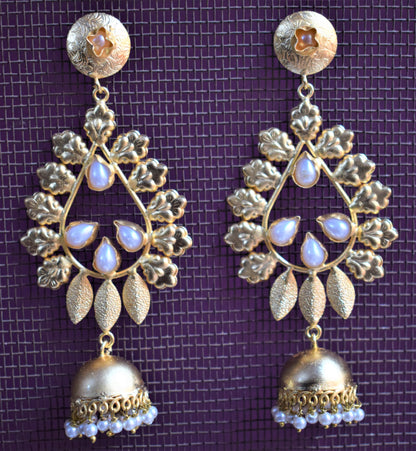 Designer Coral Tulip Antique Gold Earrings - GlitterGleam