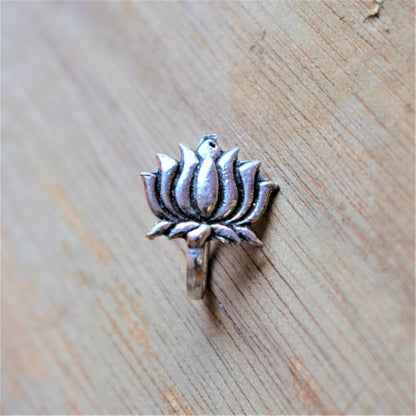 Silver and Golden Lotus Nose Push Pin - GlitterGleam