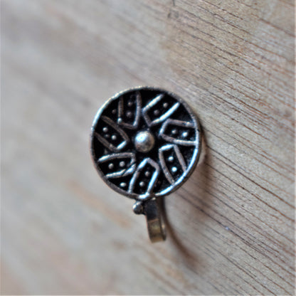 German Silver Oxidized Chakra Nose Push Pin - GlitterGleam