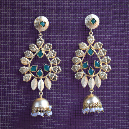 Designer Coral Tulip Antique Gold Earrings - GlitterGleam
