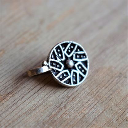 German Silver Oxidized Chakra Nose Push Pin - GlitterGleam