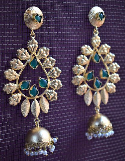 Designer Coral Tulip Antique Gold Earrings - GlitterGleam
