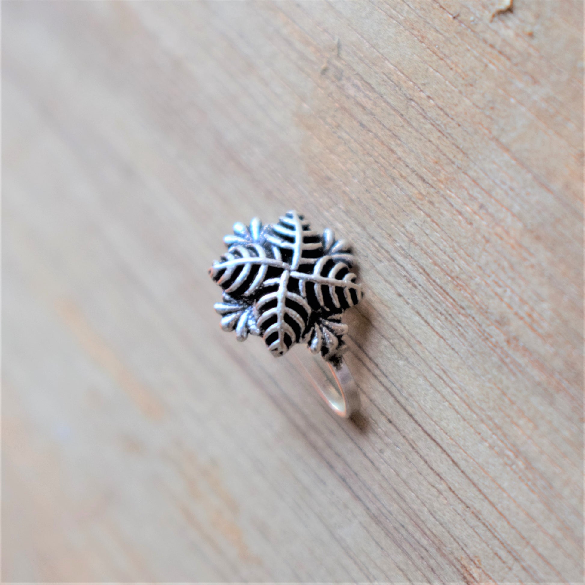 German Silver Oxidized Floral Bud Nose Push Pin - GlitterGleam