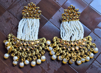 Kundan and Pearl Traditional Chandbali - GlitterGleam