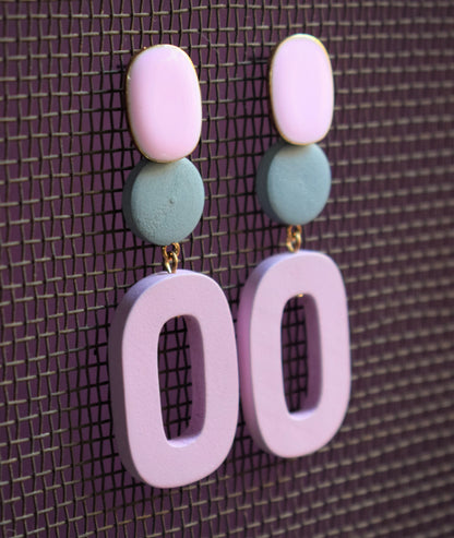 Multicolored Wooden Gem Earring - GlitterGleam
