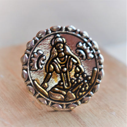 German Silver Goddess Lakshmi Finger Ring - GlitterGleam