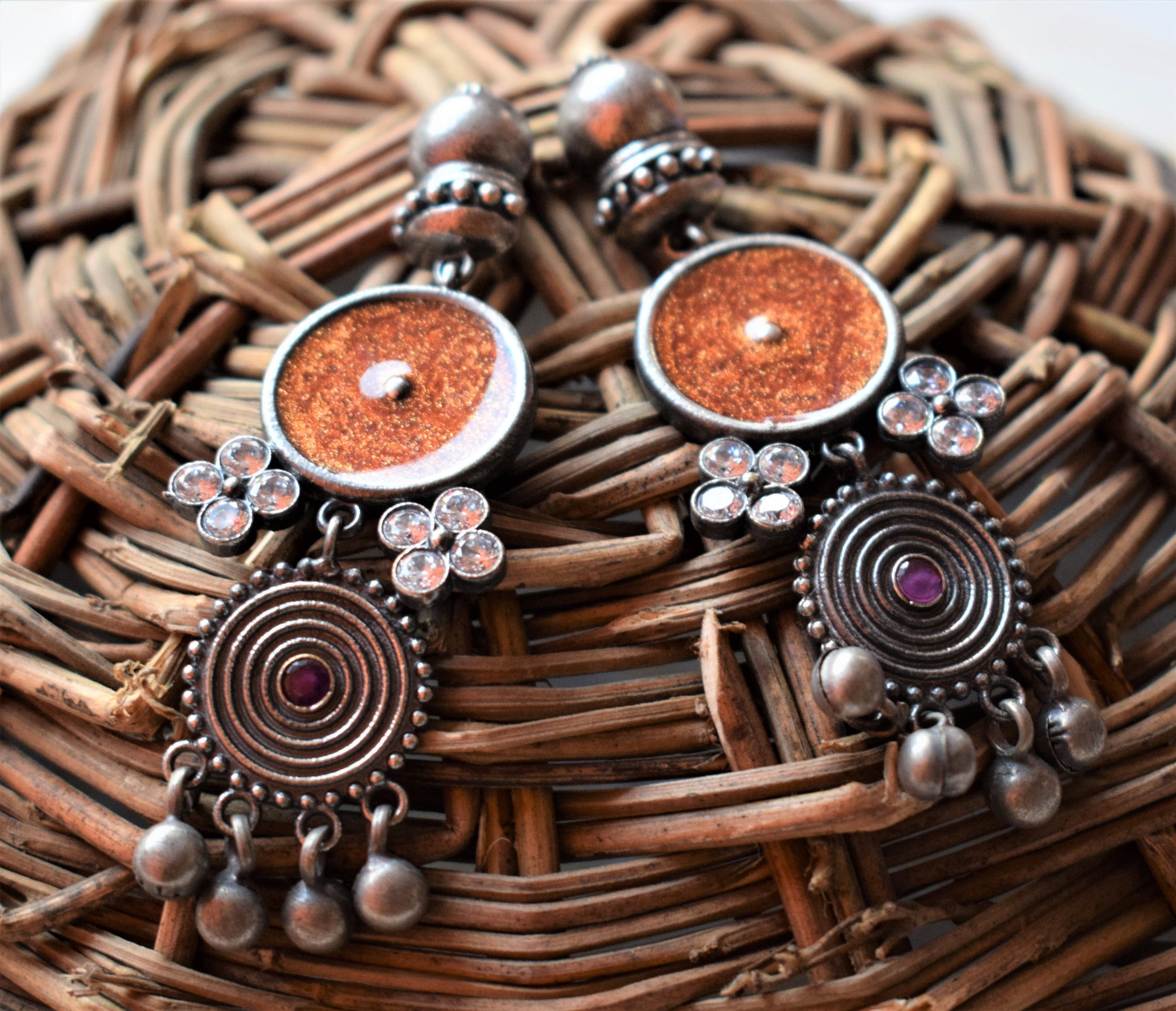 Designer Tribal Afghani German Silver Earrings - GlitterGleam