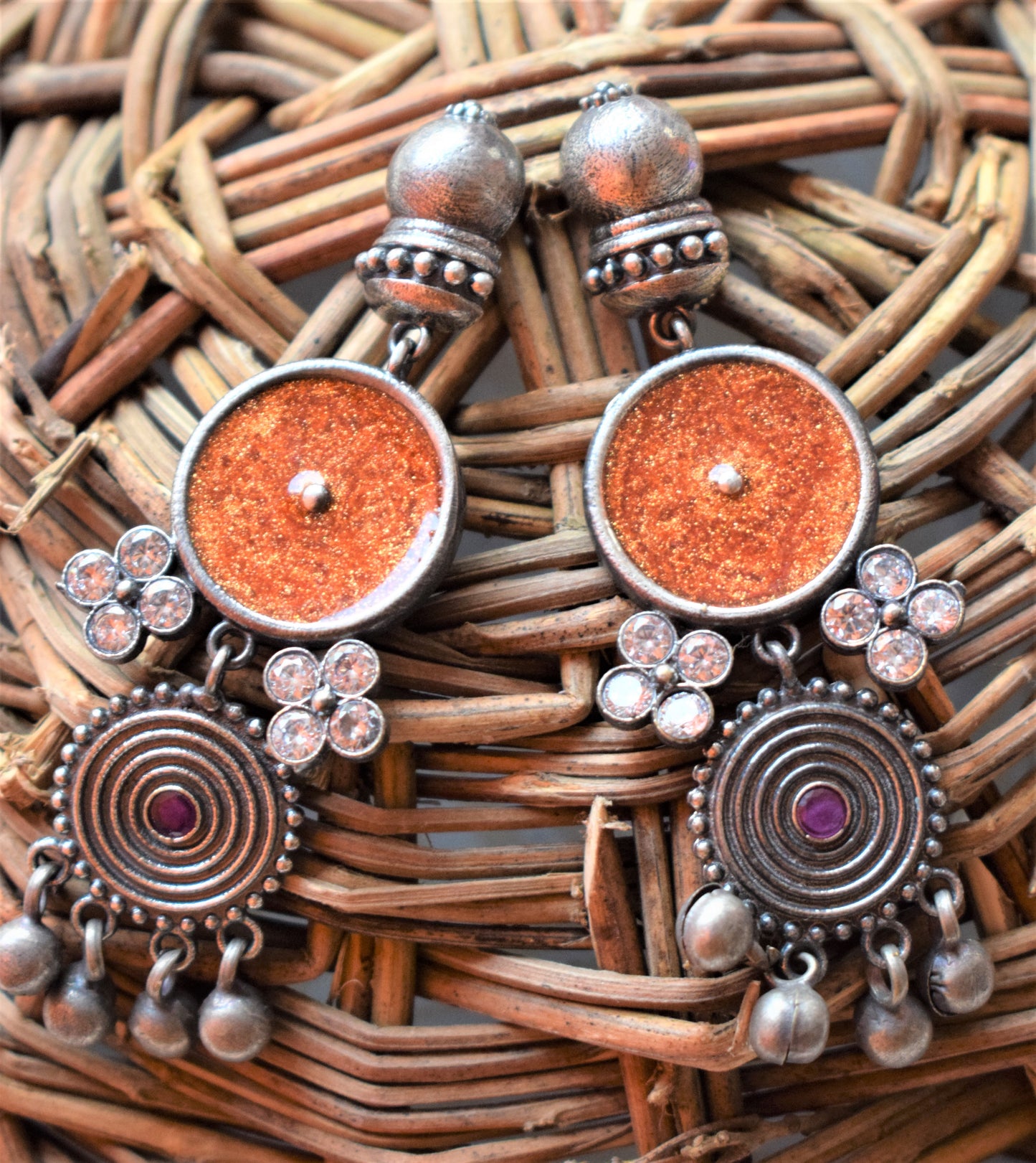 Designer Tribal Afghani German Silver Earrings - GlitterGleam