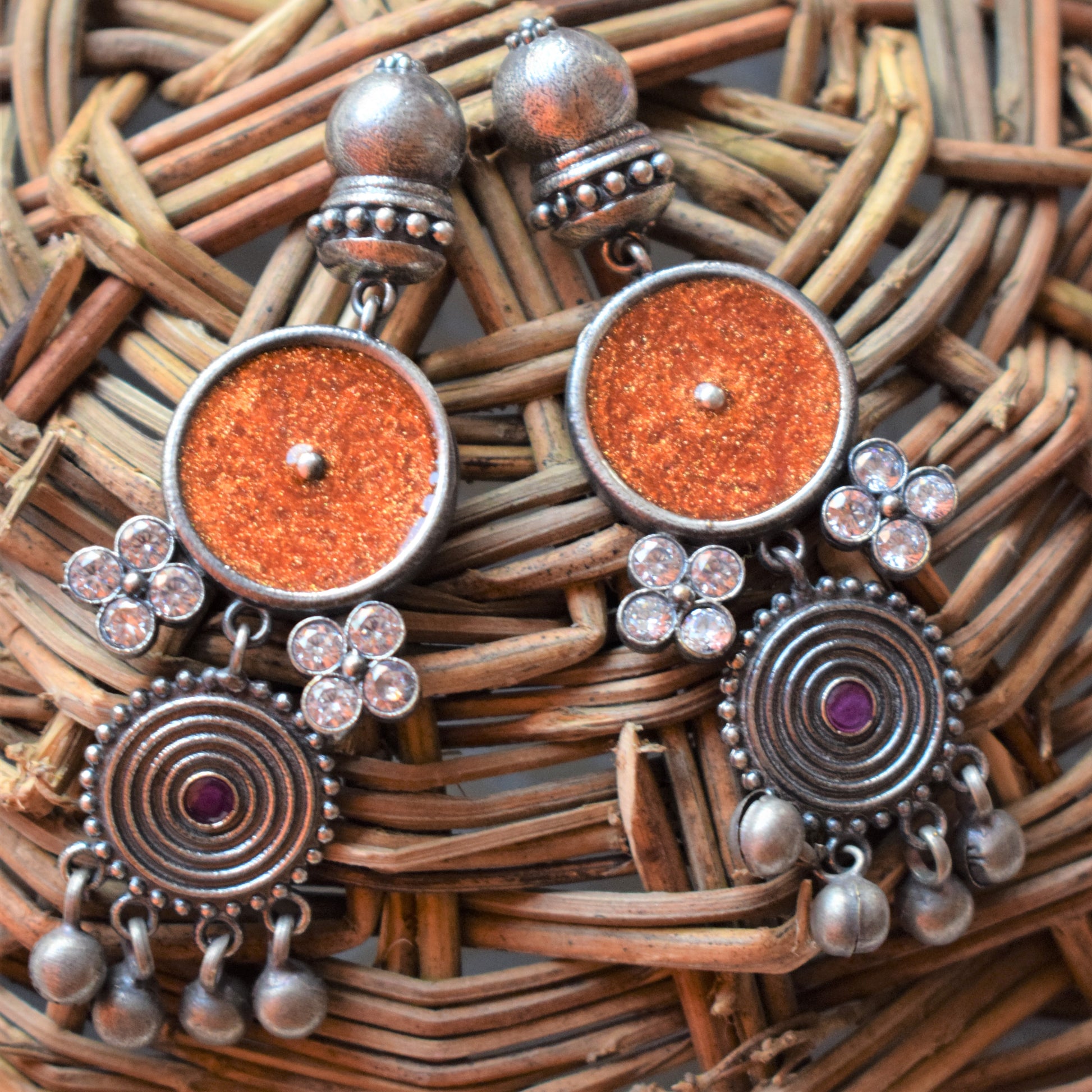 Designer Tribal Afghani German Silver Earrings - GlitterGleam