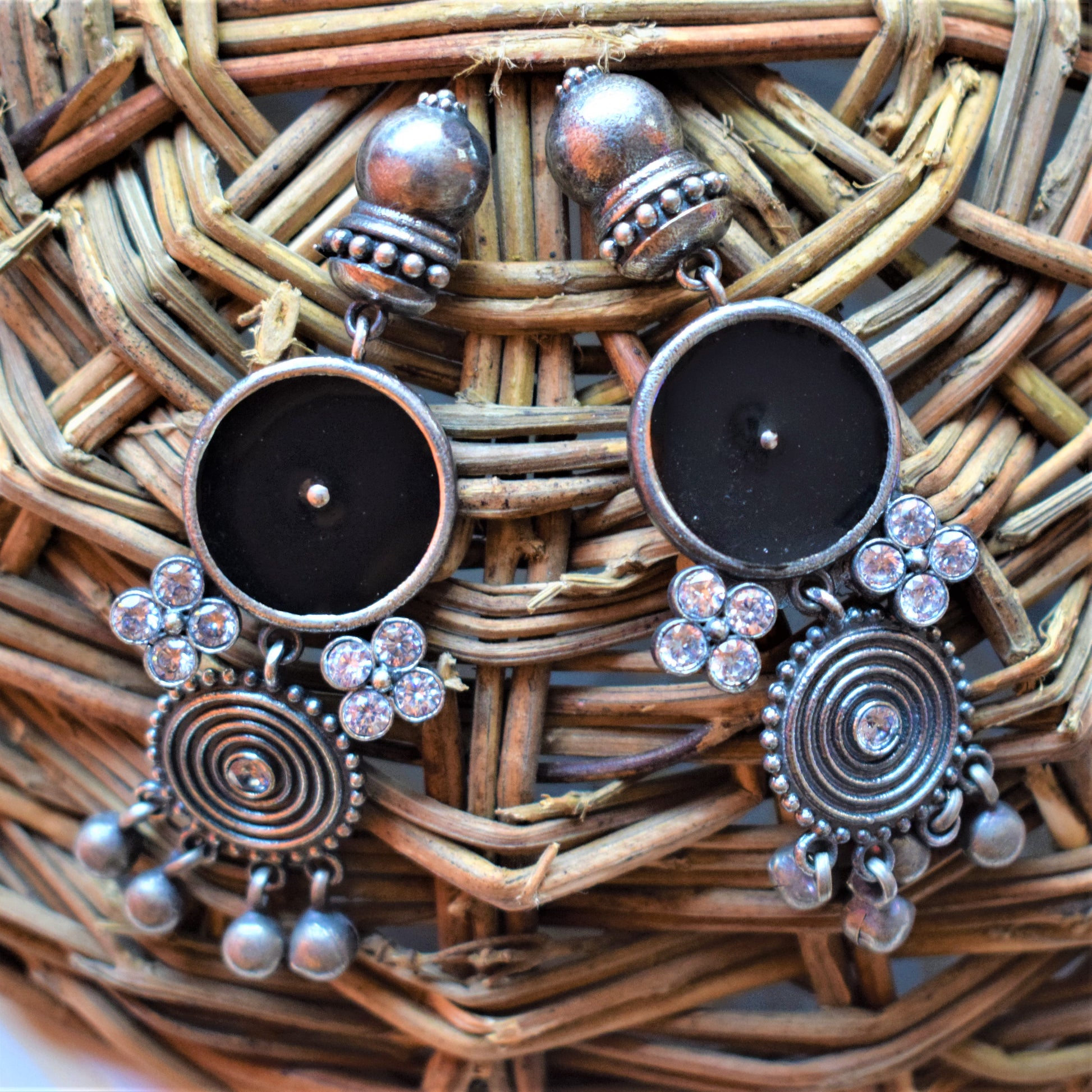 Designer Tribal Afghani German Silver Earrings - GlitterGleam