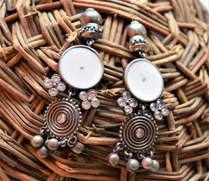Designer Tribal Afghani German Silver Earrings - GlitterGleam