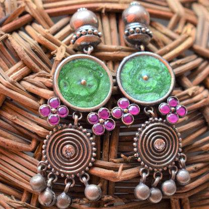 Designer Tribal Afghani German Silver Earrings - GlitterGleam