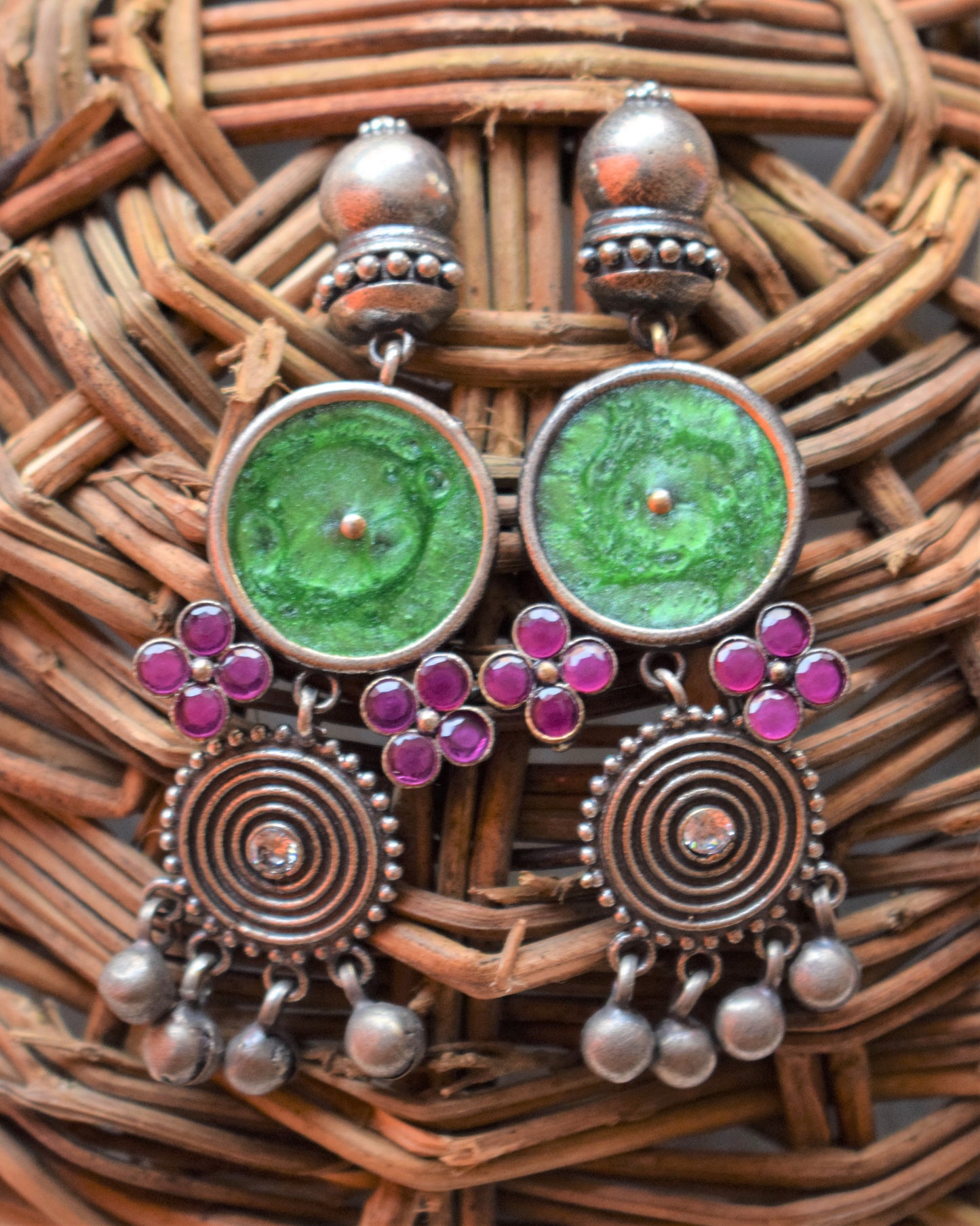 Designer Tribal Afghani German Silver Earrings - GlitterGleam