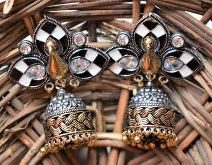 Hand-Crafted Designer Meenakari Peacock 3D Earrings - GlitterGleam